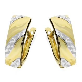 Kolczyki blaszki grawerowane dwa kolory złota