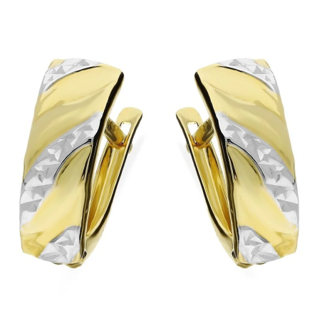 Kolczyki blaszki grawerowane dwa kolory złota