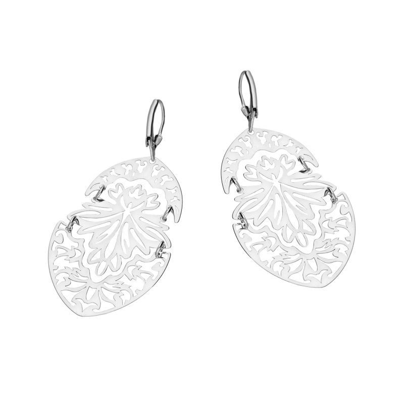 Kolczyki srebrne ruchomy owal z ornamentem/big.zam. JZ 10231120 próba 925