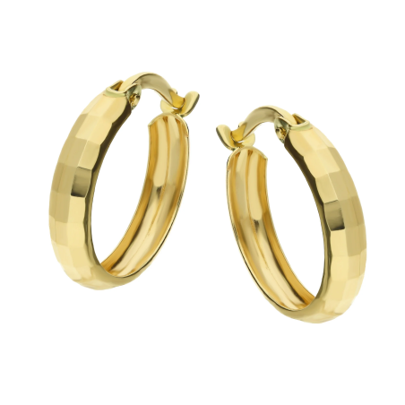 Kolczyki złote koła 15 mm fasetowane