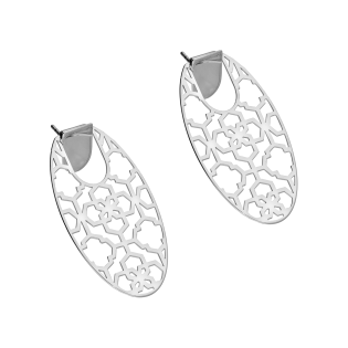 Kolczyki srebrne ażurowy owal i gładka blaszka/sztyft JZ 10287120 próba 925