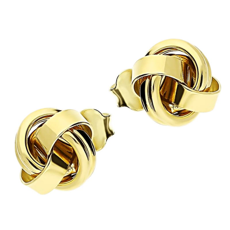 Kolczyki złote obwarzanki przeplatane