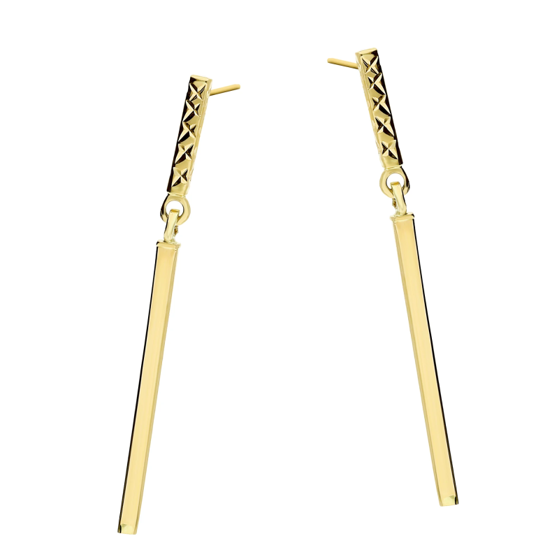 Złote Kolczyki Prostokątne pr. 375 Grawerowane - JubilerSezam.pl