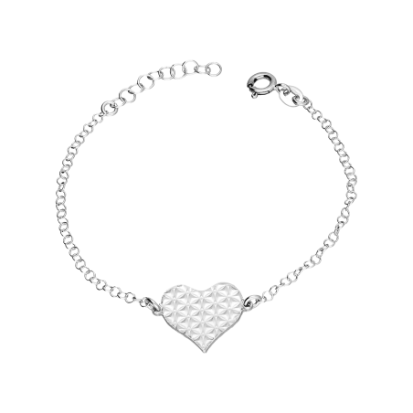 Bransoleta srebrna grawerowane serce/rolo PW700 ROD serce próba 925