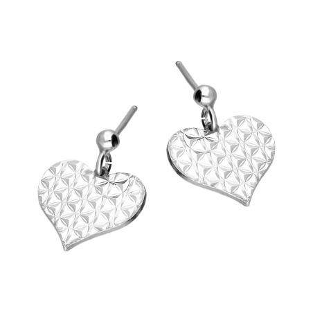 Kolczyki srebrne grawerowane serce/sztyft PW700 ROD serce próba 925