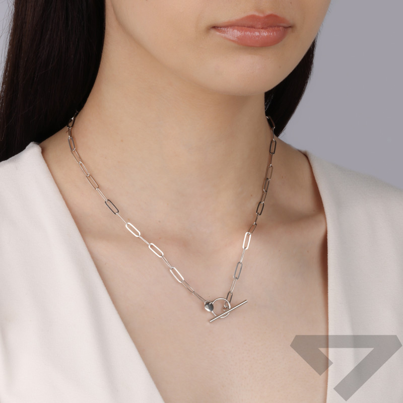 Naszyjnik srebrny anker long/toggle  PW404 ROD próba 925