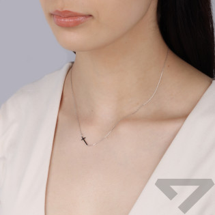 Naszyjnik z białego złota z gładkim krzyżykiem/rolo reg. M3-392 białe złoto próba 585