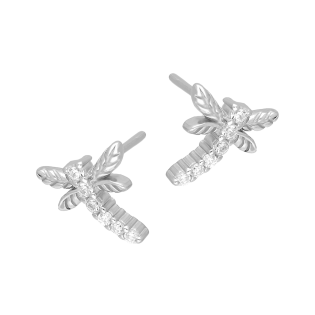 Srebrne kolczyki ważki z cyrkoniami pr. 925 - JubilerSezam.pl