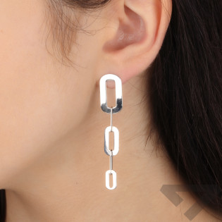 Kolczyki srebrne trzy obłe prostokąty/sztyft JZ 10248120 próba 925