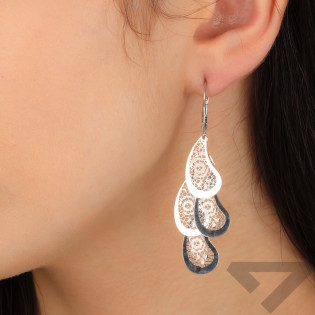 Kolczyki srebrne krople z ornamentem/big.zam. M3-453 ROD próba 925