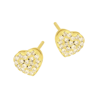Kolczyki pozłacane serce z białymi cyrkoniami/sztyft HS1143 GOLD próba 925