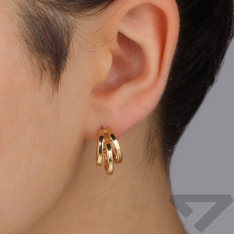Kolczyki złote pół kółka potrójne