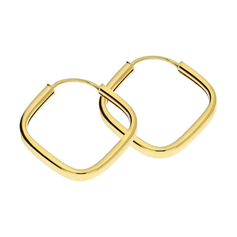 Kolczyki złote kwadrat obły szarniry 22 mm, próba 375