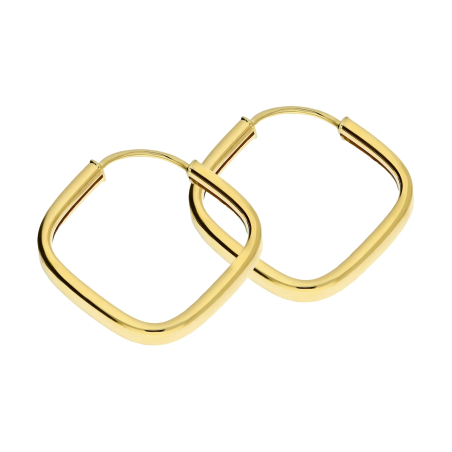 Kolczyki złote kwadrat obły szarniry 22 mm, próba 375