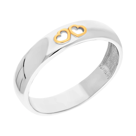 Pierścionek srebrny złączone serca PX 269_AU375 blaszka gold