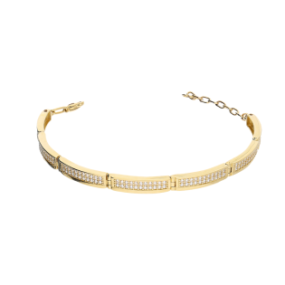 Bransoleta złota LINE prostokąty z białymi cyrkoniami