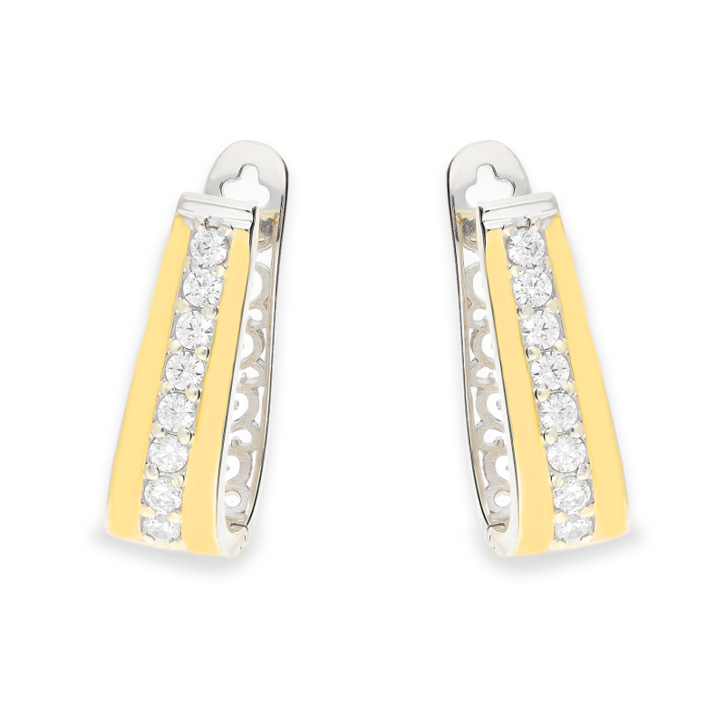 Kolczyki srebrne rząd cyrkonii i złota blaszka/ang.zap. PX G0011_AU375 blaszka gold