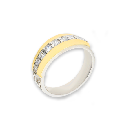 Pierścionek srebrny rząd cyrkonii i złota blaszka PX G0011_AU375 blaszka gold