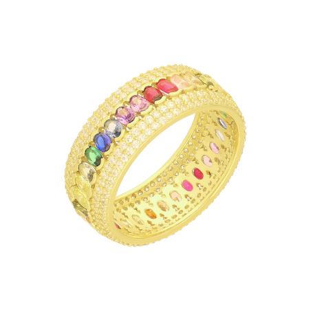 Pozłacany pierścionek z cyrkoniami - Srebro pr. 925 - JubilerSezam.pl