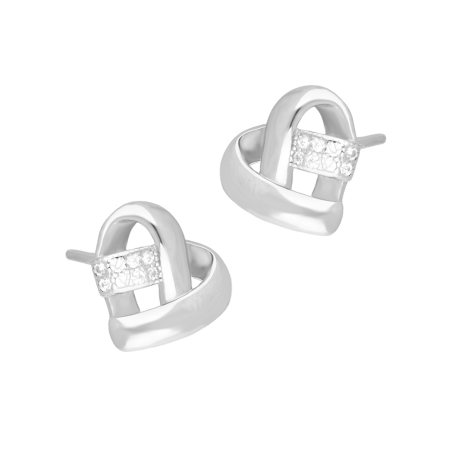 Kolczyki srebrne serce przeplatanka z cyrkoniami/sztyft TB 21888 próba 925
