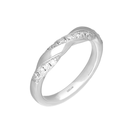 Srebrny Pierścionek Skręcane Fale z Cyrkoniami pr. 925 - JubilerSezam.pl