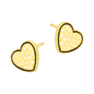 Kolczyki pozłacane serce z białymi cyrkoniami/sztyft TB 24112 próba 925