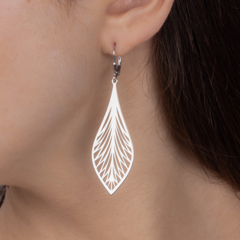 Kolczyki srebrne ażurowy listek/big.zam. JZ 10241120 próba 925