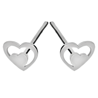 Kolczyki srebrne serce w sercu/sztyft JZ 11037120 próba 925
