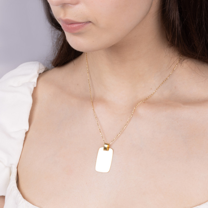 Zawieszka pozłacana prostokątna zaokrąglona blaszka