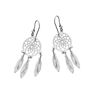 Srebrne Kolczyki Łapacz Snów Ażurowe pr. 925 - JubilerSezam.pl