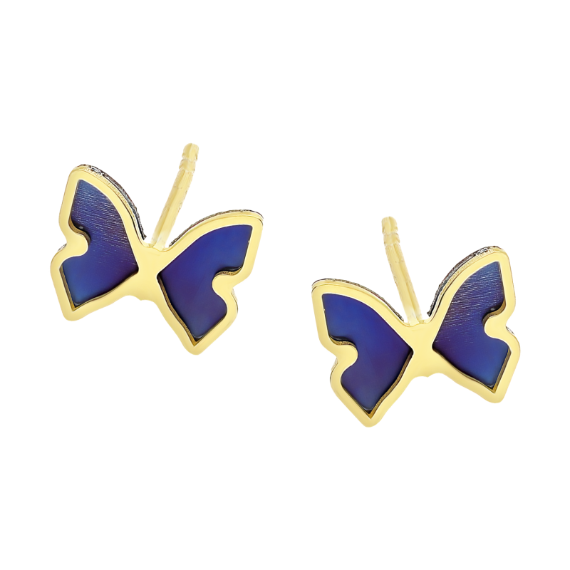 Kolczyki pozłacane motyl z tytanem/sztyft JZ 10261115 próba 925