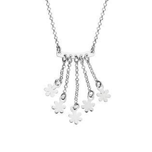 Naszyjnik srebrny wiszące kwiatki na łańcuszkach/rolo NI XGI05221 ROD próba 925