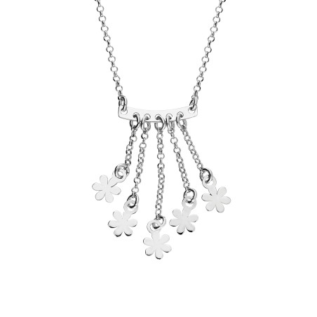 Naszyjnik srebrny wiszące kwiatki na łańcuszkach/rolo NI XGI05221 ROD próba 925