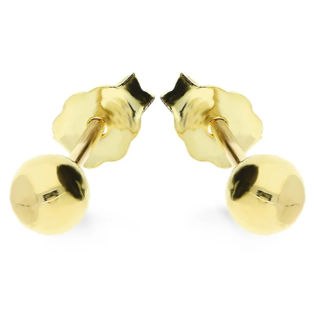 Kolczyki złote gładkie kulki 3 mm zapinane na sztyft