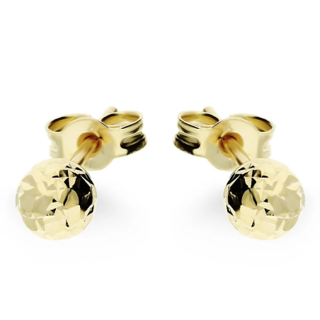 Złote kolczyki kulki grawerowane pr. 375 sztyft - JubilerSezam.pl