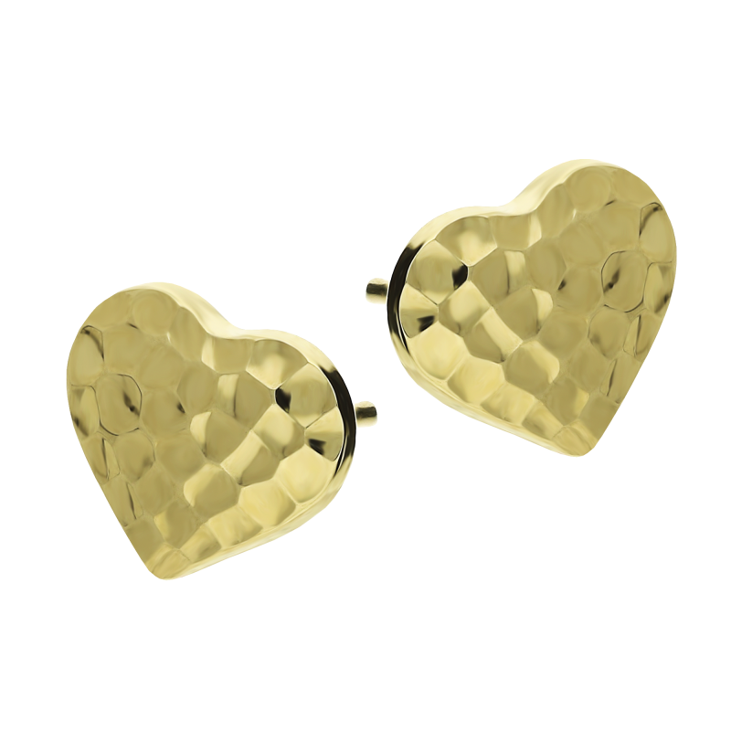 Kolczyki złote grawerowane serce zapinane na sztyft