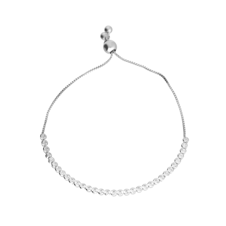 Bransoleta srebrna rząd białych cyrkonii/zaciągane AT912 próba 925