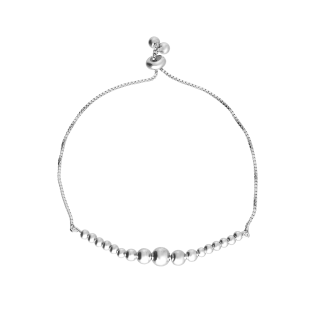 Bransoleta srebrna gładkie kulki narastająco/kostka AT913 próba 925