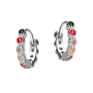 Srebrne kolczyki kółka z cyrkoniami próba 925 - JubilerSezam.pl