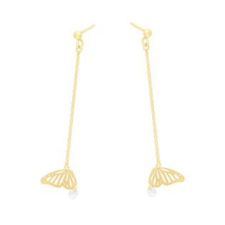 Kolczyki pozłacane ażurowe skrzydło motyla i cyrkonia/sztyft AT955 próba 925