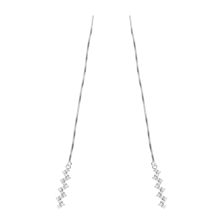 Kolczyki srebrne zawijas z białymi cyrkoniami/przeciągane AT969 próba 925