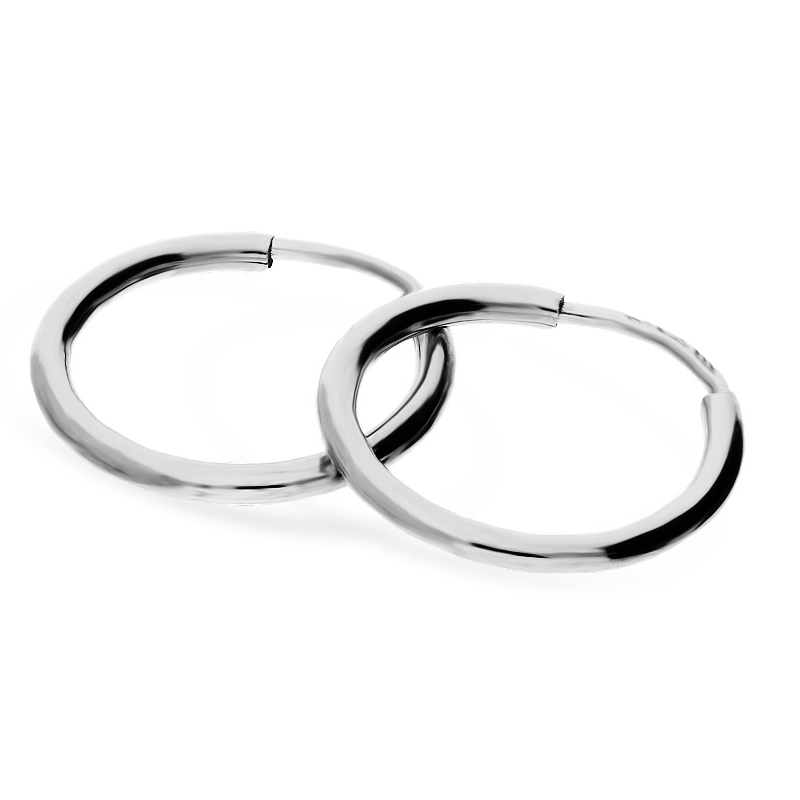 Kolczyki z białego złota pr. 585 - gładkie kółka - JubilerSezam.pl