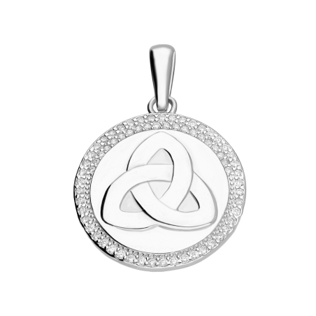 Zawieszka srebrna węzeł celtycki w kole z cyrkoniami AT982 próba 925