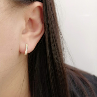 Kolczyki złote dla dziewczynki kółka z cyrkoniami w rzędzie/zatrzask AR HAALE5523-FCZ próba 375