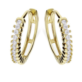 Kolczyki złote dla dziewczynki kółka z cyrkoniami w rzędzie/zatrzask AR HAALE5523-FCZ próba 375