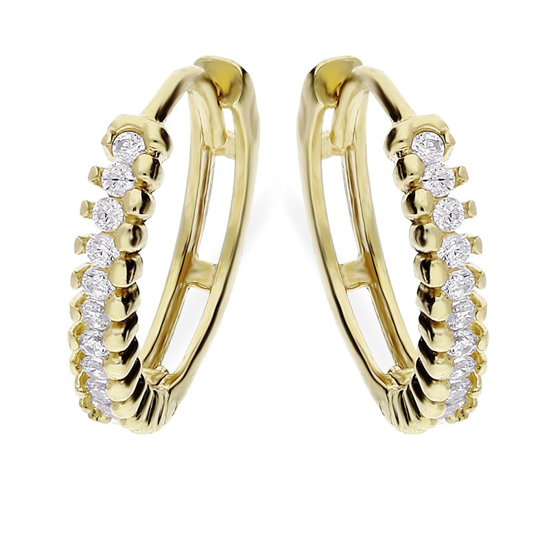 Kolczyki złote dla dziewczynki kółka z cyrkoniami w rzędzie/zatrzask AR HAALE5523-FCZ próba 375