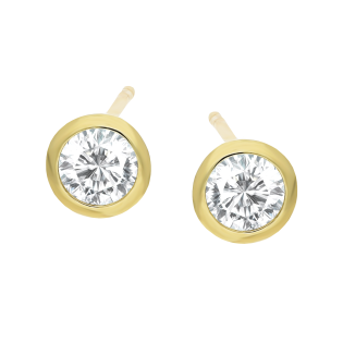 Kolczyki złote fasetowana cyrkonia w okrągłej oprawie