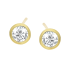Kolczyki złote fasetowana cyrkonia w okrągłej oprawie