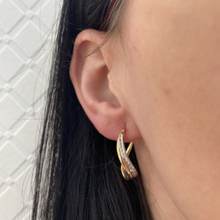 Kolczyki złote ósemki z rzędem białych cyrkonii/ang.zap. AR I3CTE200712-YW-FCZ próba 375