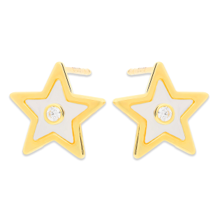 Kolczyki złote gwiazdka z białą masą perłową/sztyft AR KR(X12-X16)LKE0211-FCZ-MOP próba 375
